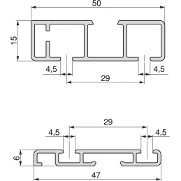 Système de montage en surface Flow en kit pour une armoire avec 2 portes coulissantes en bois avec fermeture souple.