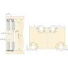 Système de montage en surface Flow en kit pour une armoire avec 2 portes coulissantes en bois avec fermeture souple.