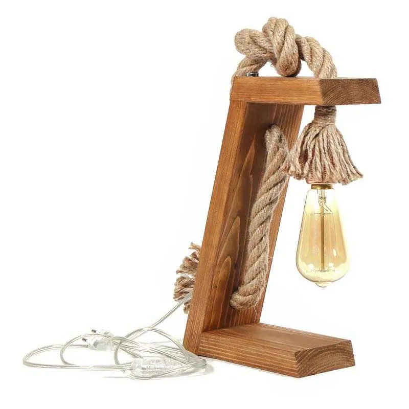 Lampe à poser en sapin et jute Kitt