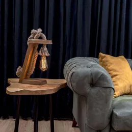 Lampe à poser en sapin et jute Kitt