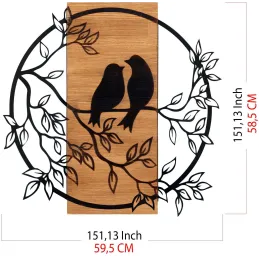Décoration murale en bois et métal Birds In Love