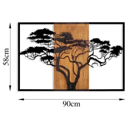 Décoration murale en bois et métal Acacia Tree