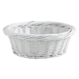 Corbeille en osier laqué blanc avec doublure plastique