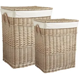 Panier à linge en osier doublé