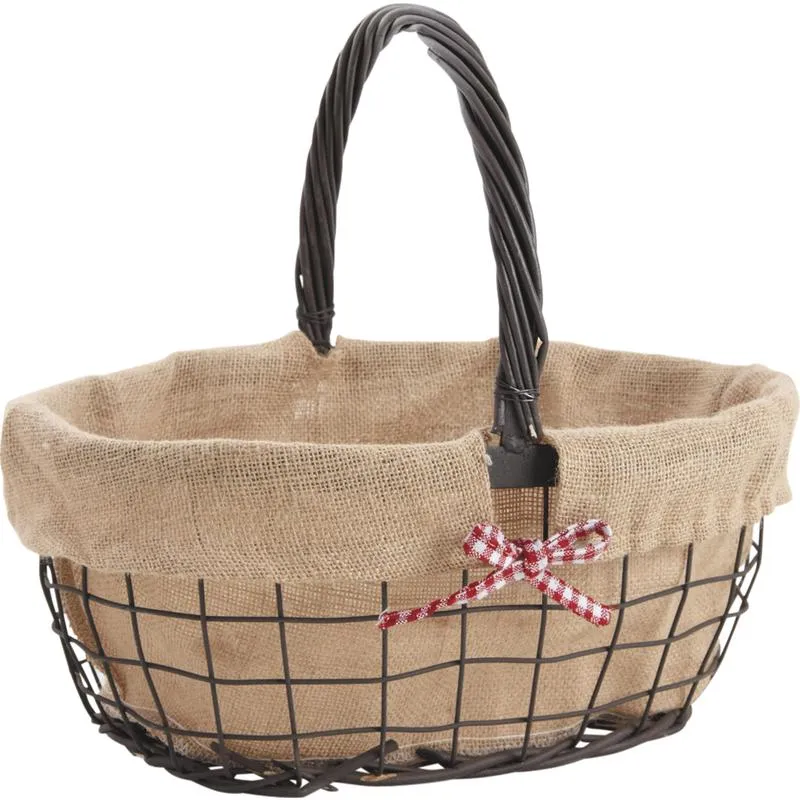 Panier ovale en métal "Charme Vintage"