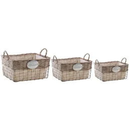 Corbeilles carrées en osier métal et jute