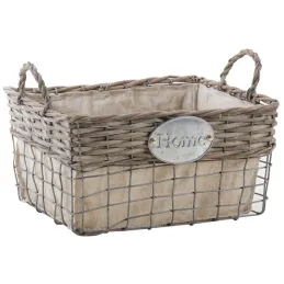 Corbeilles carrées en osier métal et jute