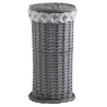 Porte-rouleau WC en osier gris teinté avec couvercle et doublure en coton