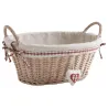 Corbeille à linge ovale en osier blanchi avec coeur