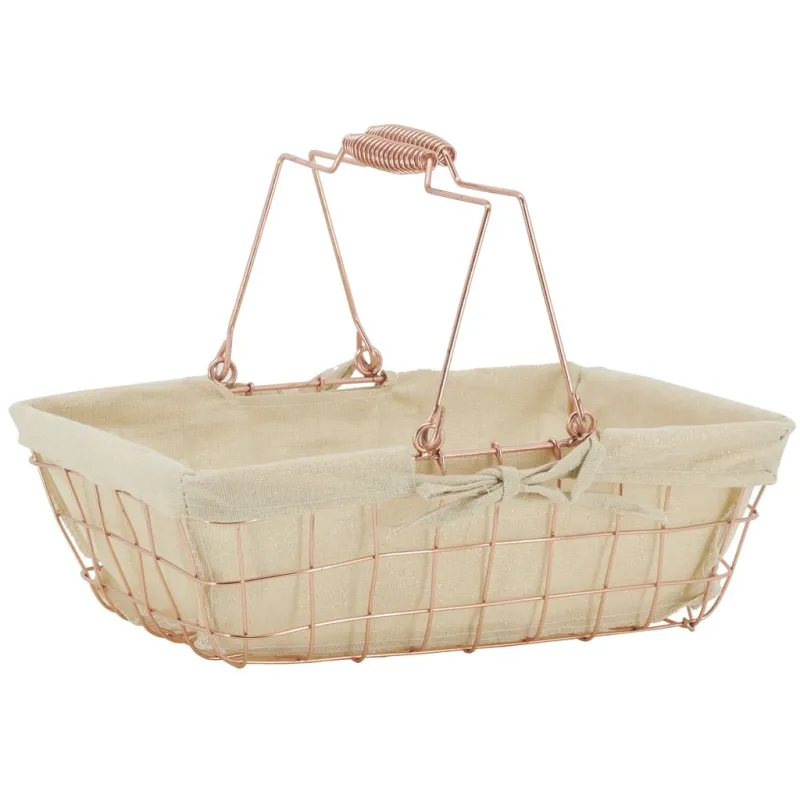 Panier rectangulaire en métal cuivré "Élégance Cuivrée"