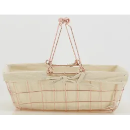 Panier rectangulaire en métal cuivré "Élégance Cuivrée"