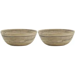 Corbeille ronde en bambou naturel et noir
