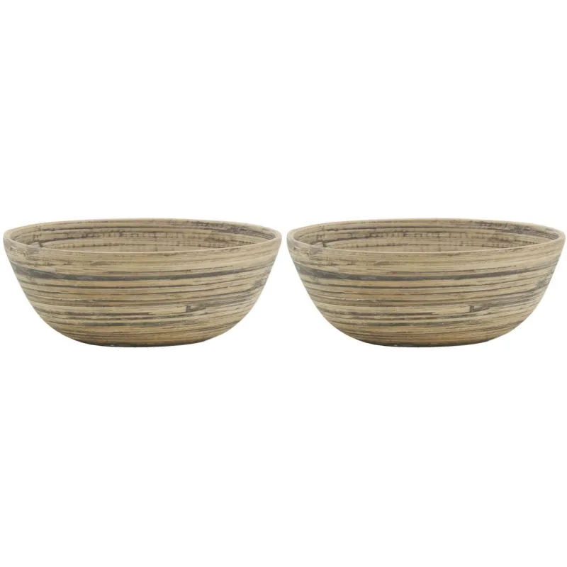 Corbeille ronde en bambou naturel et noir