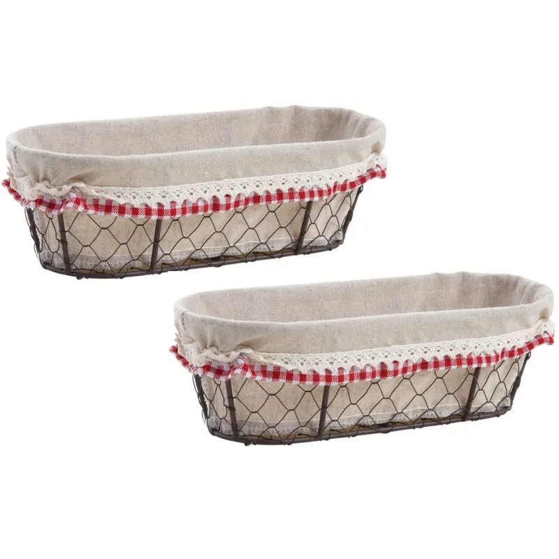 Corbeille grillage et jute Vichy Chic (lot de 2)