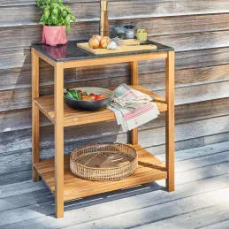 Etagère de rangement cuisine extérieure en acacia Fidji