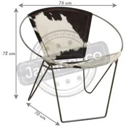 Fauteuil en peau de vache et métal
