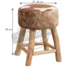 Tabouret en bois et peau de vache