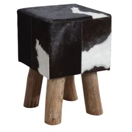 Tabouret carré en peau de vache