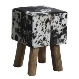 Tabouret carré en peau de vache