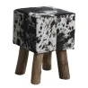 Tabouret carré en peau de vache