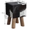 Tabouret carré en peau de vache