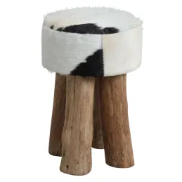 Tabouret rond en peau de vache