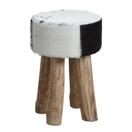 Tabouret rond en peau de vache
