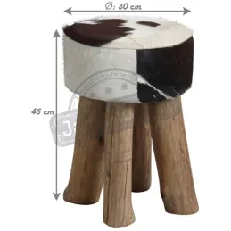 Tabouret rond en peau de vache
