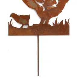 Décor de jardin Poules et Coq en métal vieilli