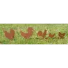 Décor de jardin Poules et Coq en métal vieilli
