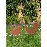Décors de jardin en métal poule + coq (lot de 2)