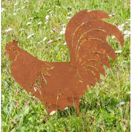 Décors de jardin en métal poule + coq (lot de 2)