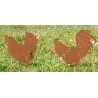 Décors de jardin en métal poule + coq (lot de 2)