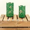 Photophores ronds verts feuilles tropicales métal (Lot de 2)