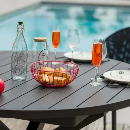 Table ronde extensible 8 à 10 personnes en aluminium Palma