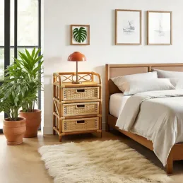 Commode en rotin avec tiroirs Tegal