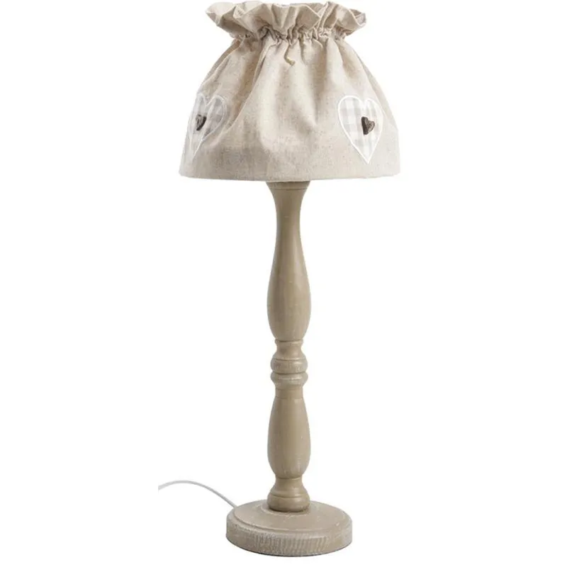 Lampe à poser en bois et coton écru