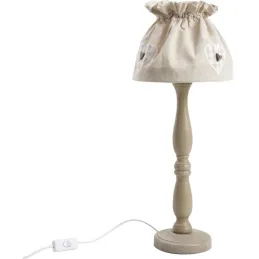 Lampe à poser en bois et coton écru