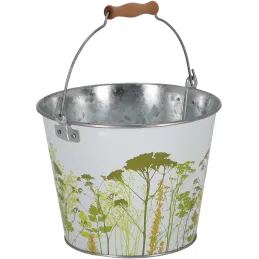 Seau en métal avec décor Herbe