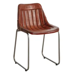 Chaise en cuir de buffle et métal