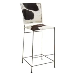 Tabouret de bar en peau de vache et métal