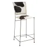 Tabouret de bar en peau de vache et métal