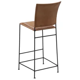 Tabouret de bar en cuir de chèvre et métal