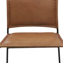 Tabouret de bar en cuir de chèvre et métal
