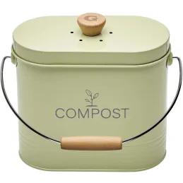 Composteur de cuisine ovale en métal avec filtre