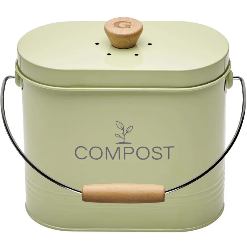 Composteur de cuisine ovale en métal avec filtre