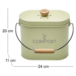 Composteur de cuisine ovale en métal avec filtre