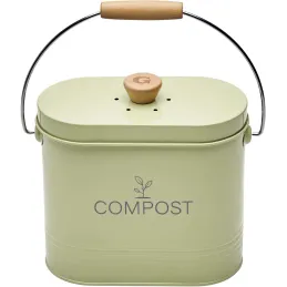 Composteur de cuisine ovale en métal avec filtre