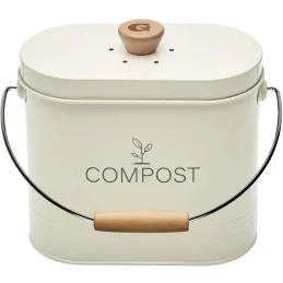 Composteur de cuisine ovale en métal avec filtre