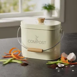 Composteur de cuisine ovale en métal avec filtre